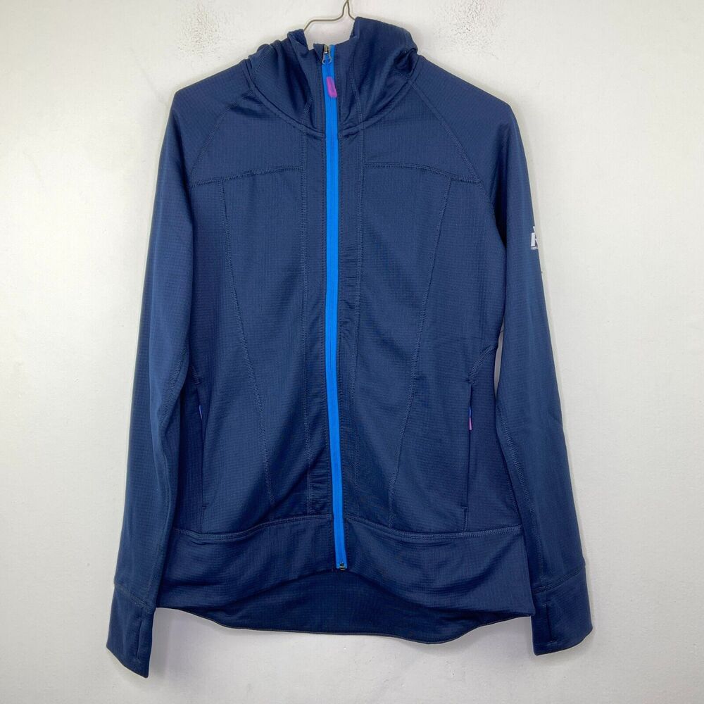 Eddie Bauer Women's XS Jacket Blue Hooded High Route Grid Fleece FreeHeat NWT